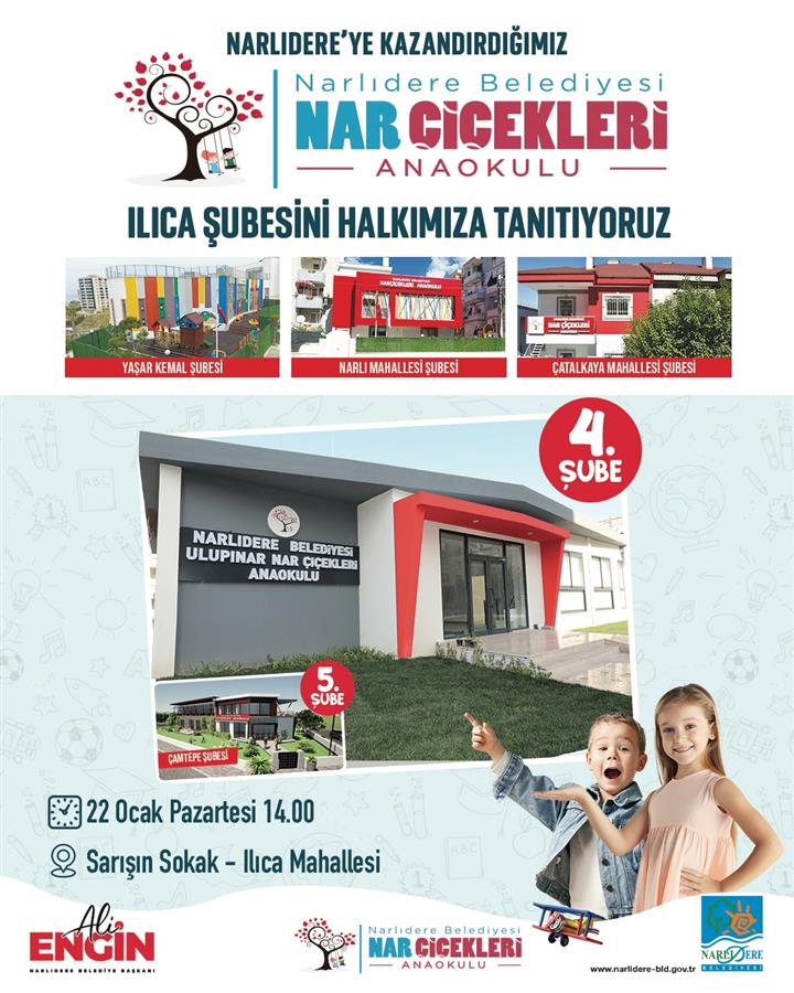 NARLIDERE, 4’ÜNCÜ ANAOKULUNA KAVUŞUYOR